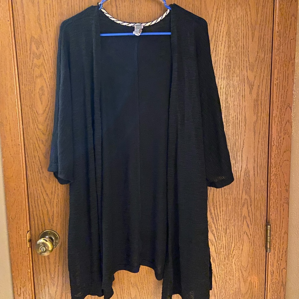 SHORT SLEEVE GAUZY DUSTER CARDIGAN